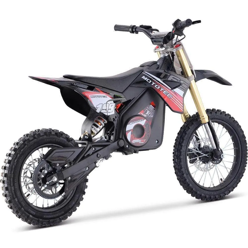 MotoTec 48V Pro Electric Dirt Bike 1800w Lithium, 13Ah, brushless, front and rear suspension