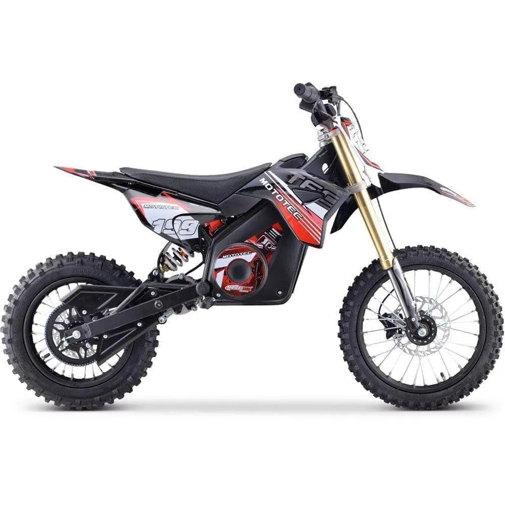 MotoTec 48V Pro Electric Dirt Bike 1800w Lithium, 13Ah, brushless, front and rear suspension