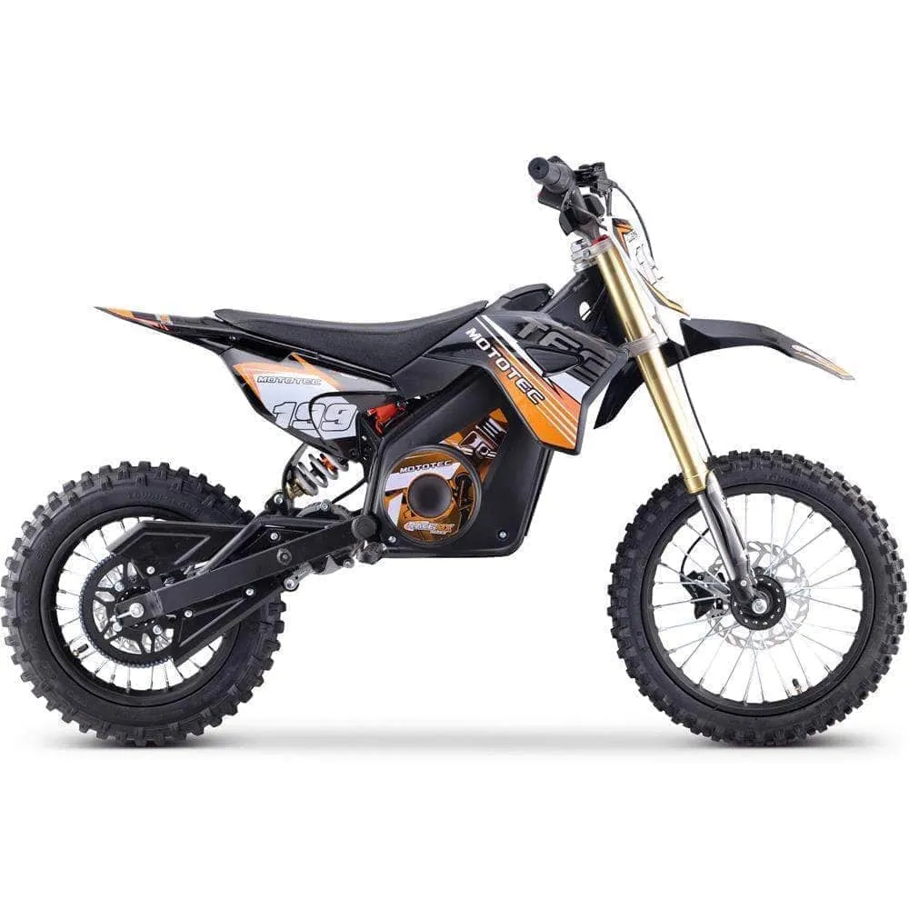 MotoTec 48V Pro Electric Dirt Bike 1800w Lithium, 13Ah, brushless, front and rear suspension