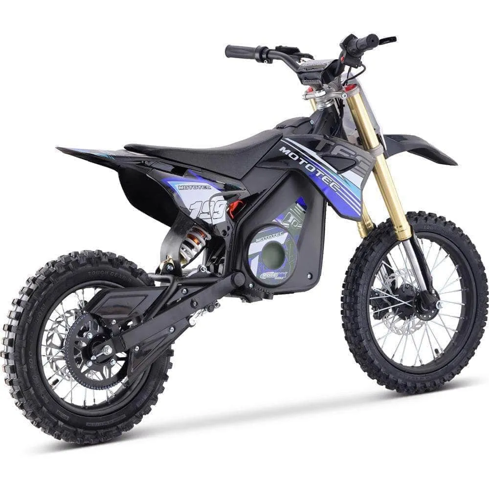 MotoTec 48V Pro Electric Dirt Bike 1800w Lithium, 13Ah, brushless, front and rear suspension