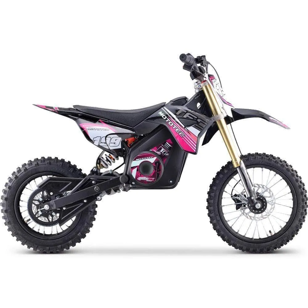 MotoTec 48V Pro Electric Dirt Bike 1800w Lithium, 13Ah, brushless, front and rear suspension