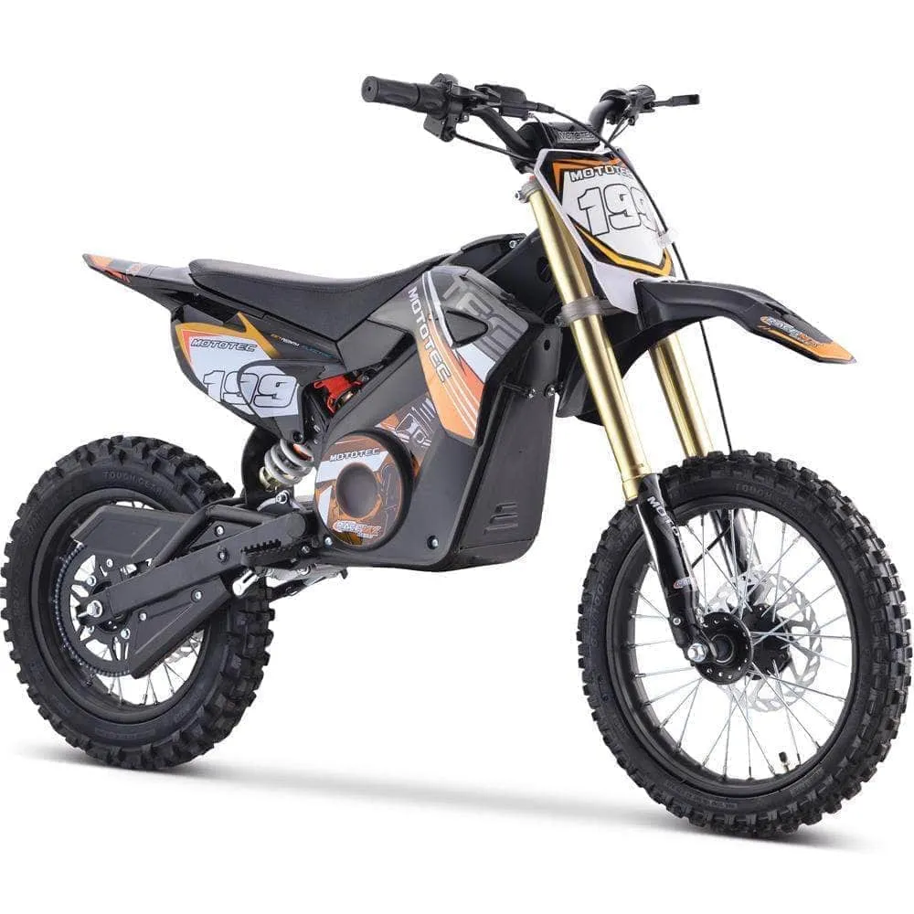 MotoTec 48V Pro Electric Dirt Bike 1800w Lithium, 13Ah, brushless, front and rear suspension