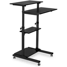 Mount-It! MI-7972/7970 Mobile Standing Desk, Height Adjustable Computer Work Station, Rolling Presentation Cart with 27.5"W Platform, Locking Wheels