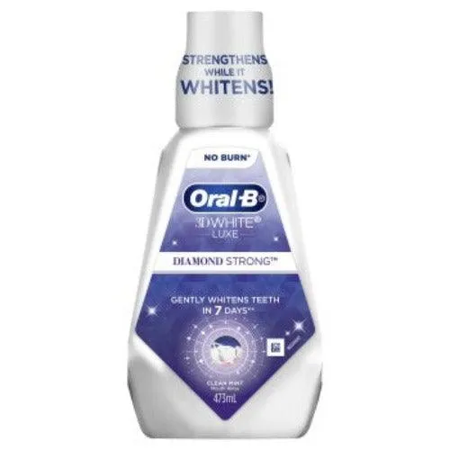 Oral B 3D White Luxe Diamond Strong Rinse Clean Mint 473mL