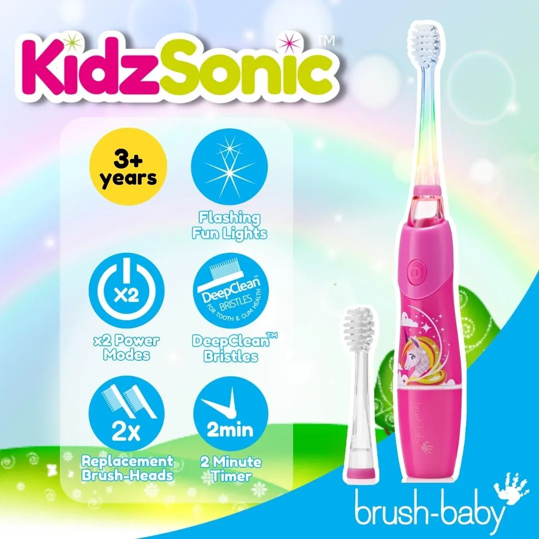 Pack of 2 KidzSonic® Unicorn Kids Electric Toothbrush (3  years)