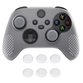 PlayVital Clear White 3D Studded Edition Anti-slip Silicone Cover Skin for Xbox Series X/S Controller, Rubber Case Protector for Xbox Series X/S Controller with 6 Clear White Thumb Grip Caps - SDX3012