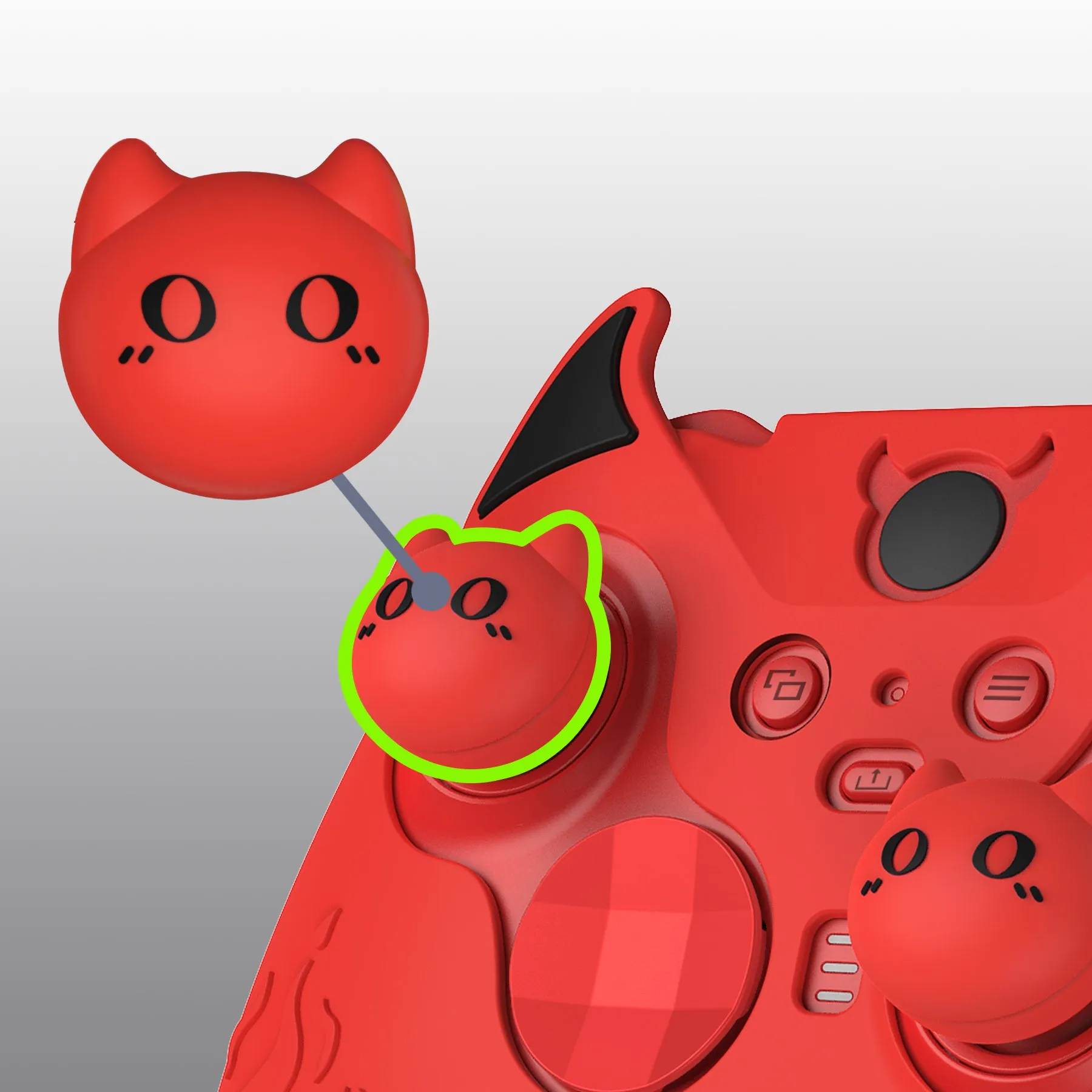 PlayVital Cute Demon Silicone Case Cover for Xbox Elite Wireless Controller Series 2, Kawaii Anti-Slip Shockproof Controller Skin Grip for Xbox Elite Series 2 Core with Thumb Grip Caps - Red - UQNE2P002