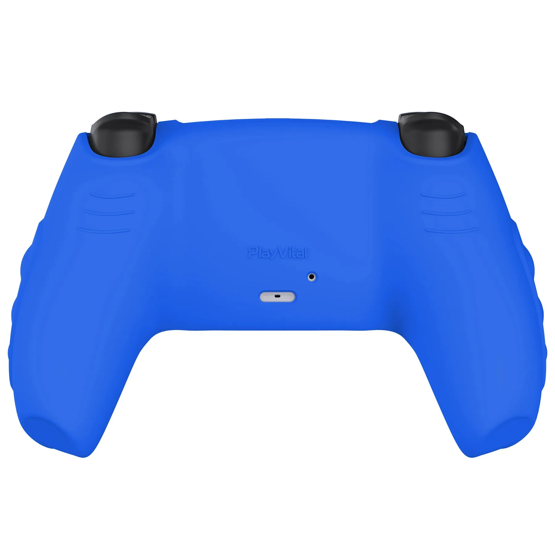 PlayVital Knight Edition Primary Blue & Bright Pink Two Tone Anti-Slip Silicone Cover Skin for Playstation 5 Controller, Soft Rubber Case for PS5 Controller with Thumb Grip Caps - QSPF013