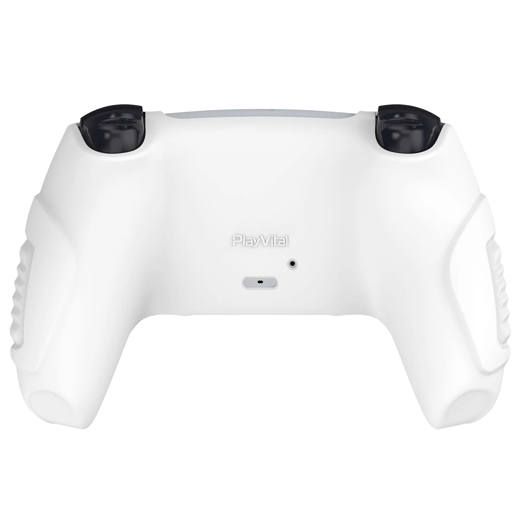 PlayVital White Raging Warrior Edition Controller Protective Case Cover for PS5, Anti-slip Rubber Protector for PS5 Wireless Controller, Soft Silicone Skin for PS5 Controller with Thumbstick Cap - KZPF002