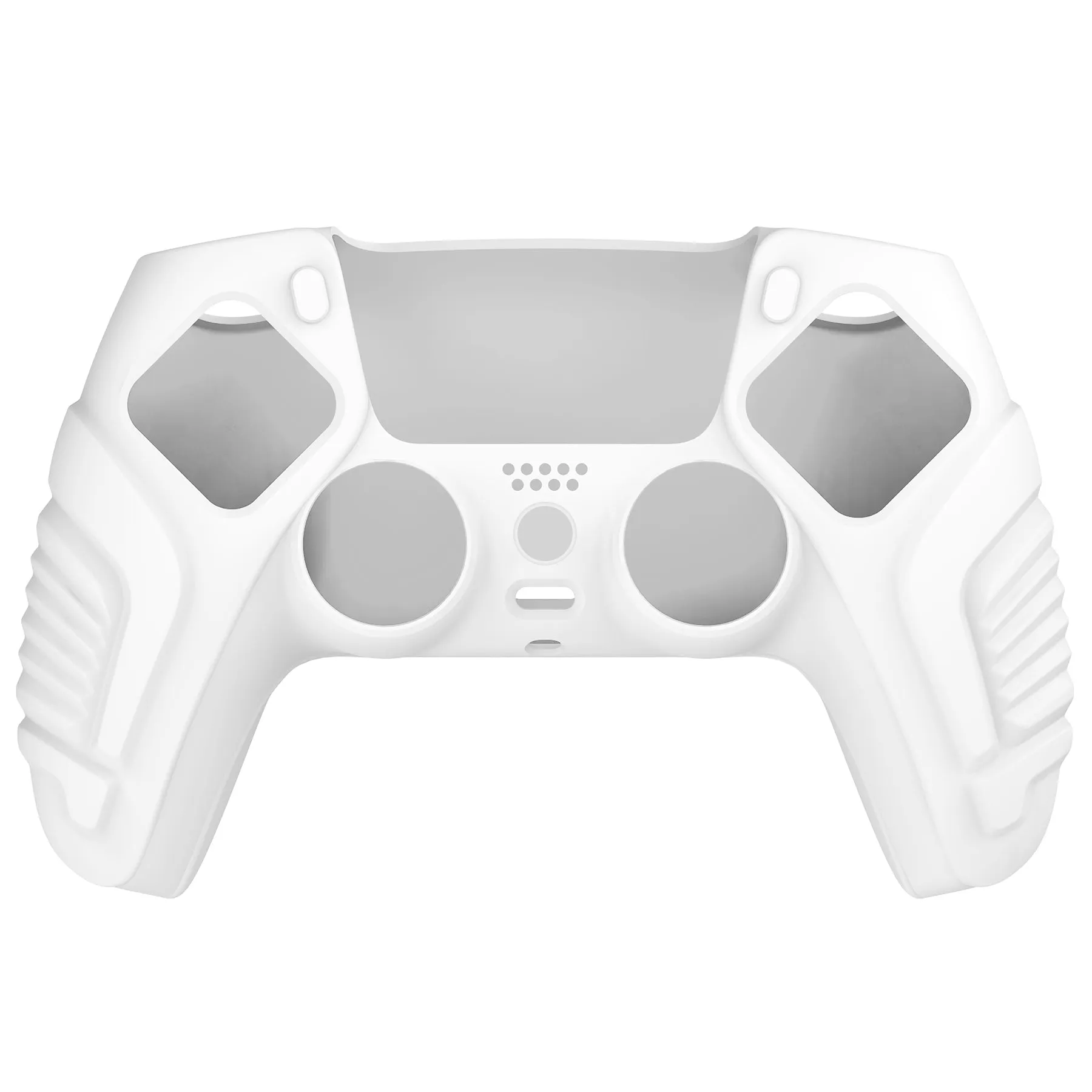 PlayVital White Raging Warrior Edition Controller Protective Case Cover for PS5, Anti-slip Rubber Protector for PS5 Wireless Controller, Soft Silicone Skin for PS5 Controller with Thumbstick Cap - KZPF002