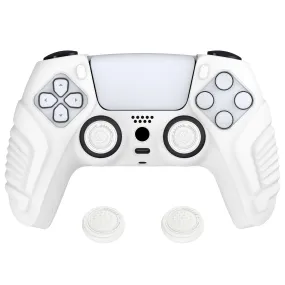 PlayVital White Raging Warrior Edition Controller Protective Case Cover for PS5, Anti-slip Rubber Protector for PS5 Wireless Controller, Soft Silicone Skin for PS5 Controller with Thumbstick Cap - KZPF002