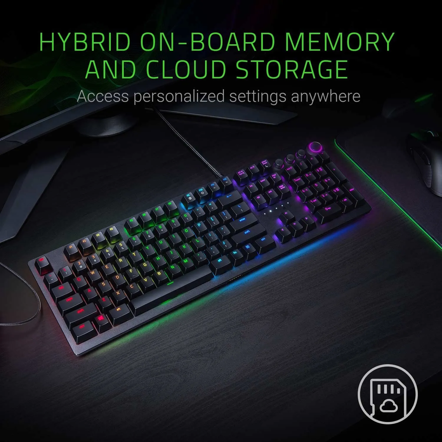 Razer Keyboard Huntsman Elite Gaming Keyboard: Fastest Keyboard Switches Ever - Clicky Optical Switches - Chroma RGB Lighting - Magnetic Plush Wrist Rest - Dedicated Media Keys & Dial Purple Switch - (Classic Black)