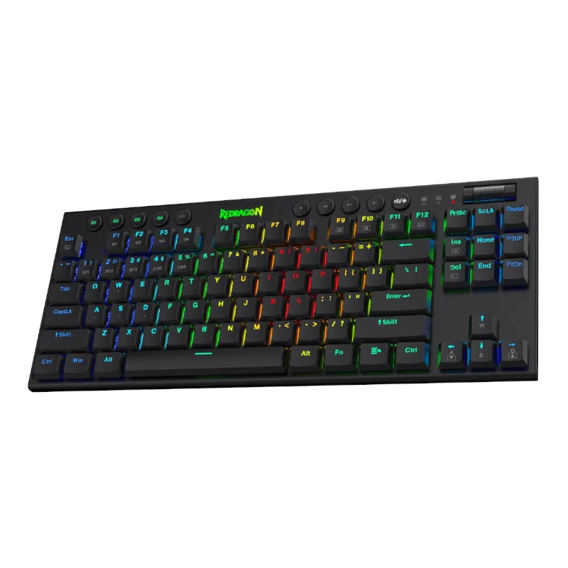 Redragon Horus 84Key Rgb Red Switch Low Profile Wireless Gaming Mechanical Keyboard - Black