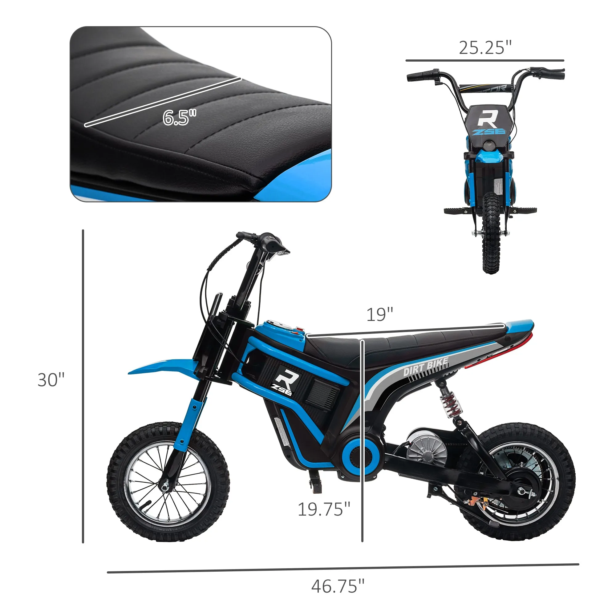 Rev Up the Excitement: Aosom 24V 350W Electric Dirt Bike - Reach speeds of Up to 15 MPH with Twist Grip Throttle!