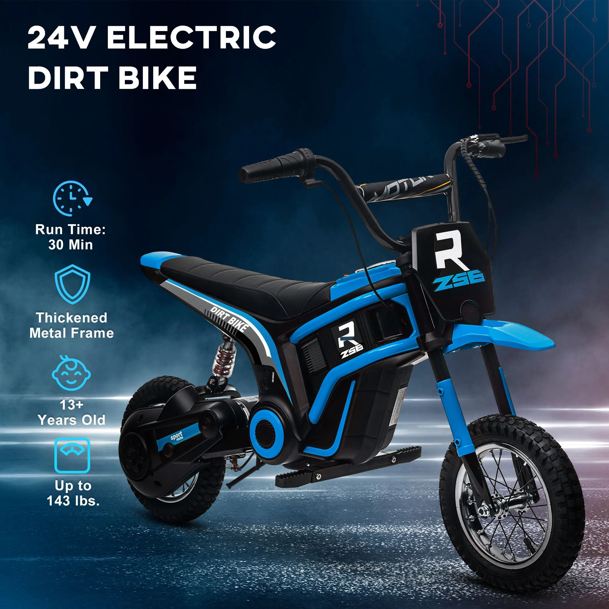 Rev Up the Excitement: Aosom 24V 350W Electric Dirt Bike - Reach speeds of Up to 15 MPH with Twist Grip Throttle!