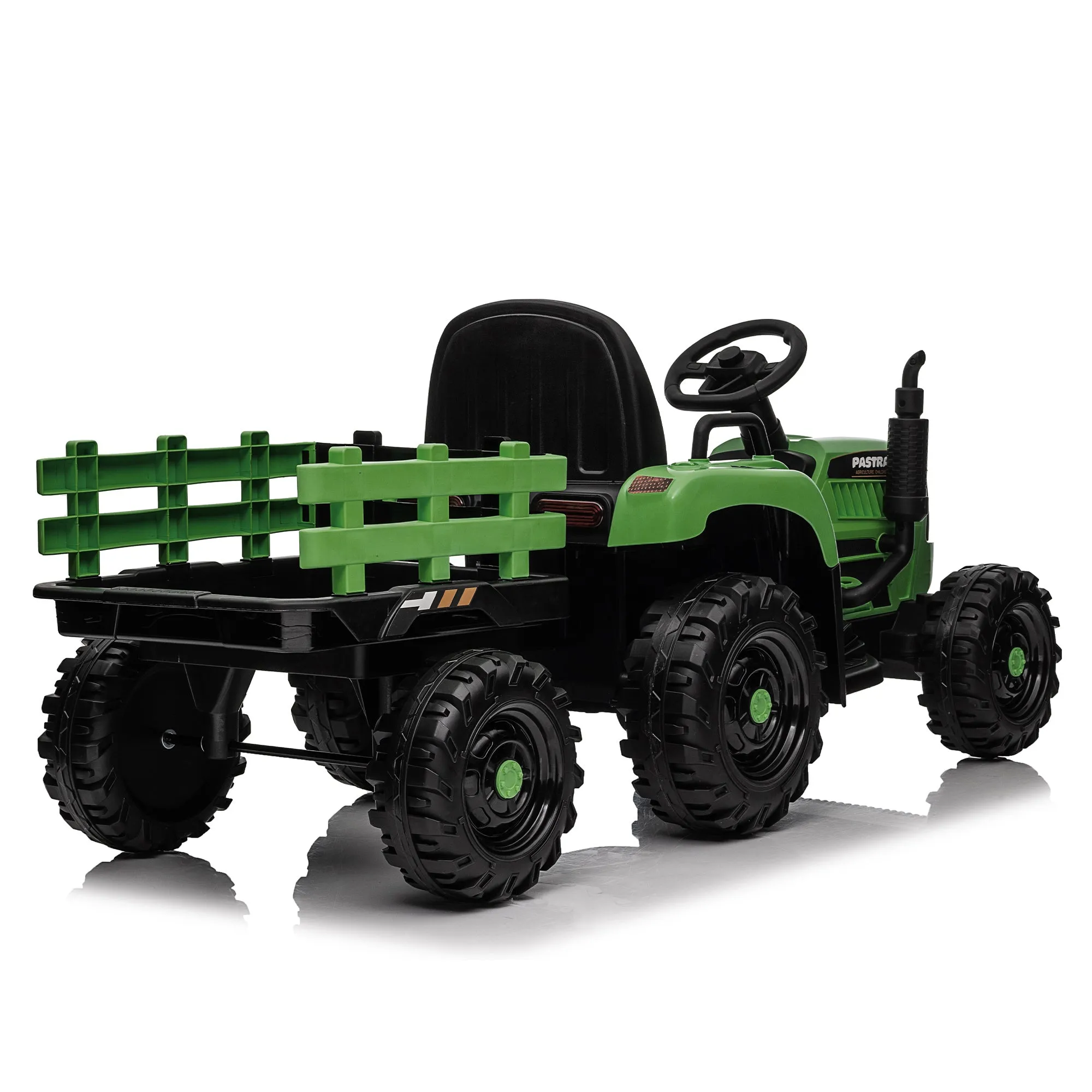 Ride on Tractor with Trailer,24V 400W Powered Electric Tractor Toy w/Remote Control,electric car for kids,Three speed adjustable,Power display, USB,MP3 ,Bluetooth,LED light,Two-point safety belt.