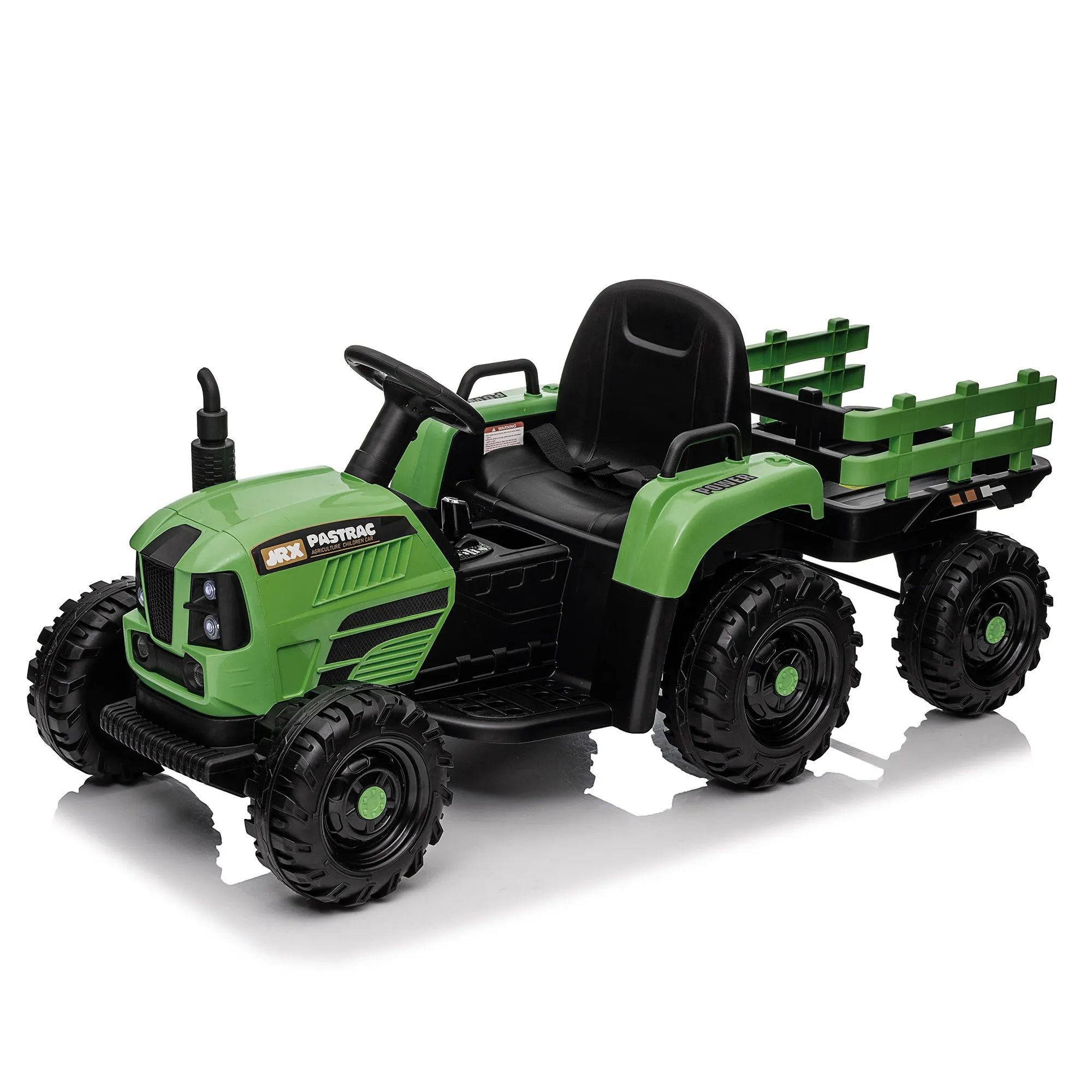 Ride on Tractor with Trailer,24V 400W Powered Electric Tractor Toy w/Remote Control,electric car for kids,Three speed adjustable,Power display, USB,MP3 ,Bluetooth,LED light,Two-point safety belt.