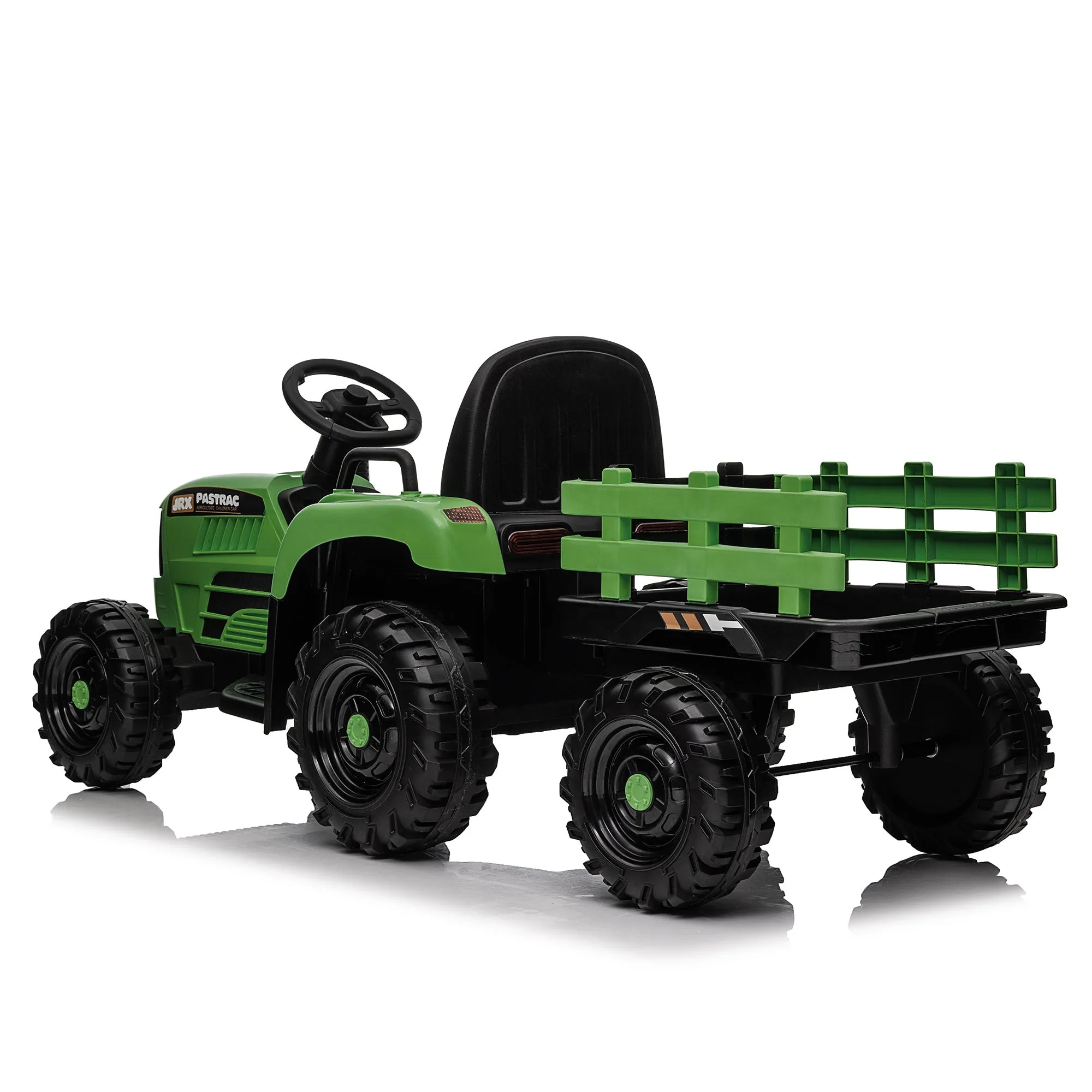 Ride on Tractor with Trailer,24V 400W Powered Electric Tractor Toy w/Remote Control,electric car for kids,Three speed adjustable,Power display, USB,MP3 ,Bluetooth,LED light,Two-point safety belt.