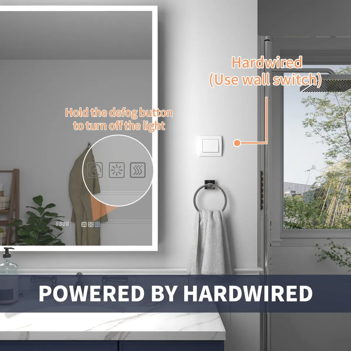 Rim 20" W x 30" H Lighted Medicine Cabinet Recessed or Surface LED Medicine Cabinet with Outlets & USBs,Hinge on the right