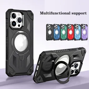 Shockproof Magnetic Wireless Charging Phone Case With Ring Stand Holder For iPhone