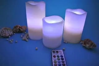 SRzone Decorative Flameless LED Pillar Luma Candle Lamp Romantic Night Colour Changing Candle with Remote