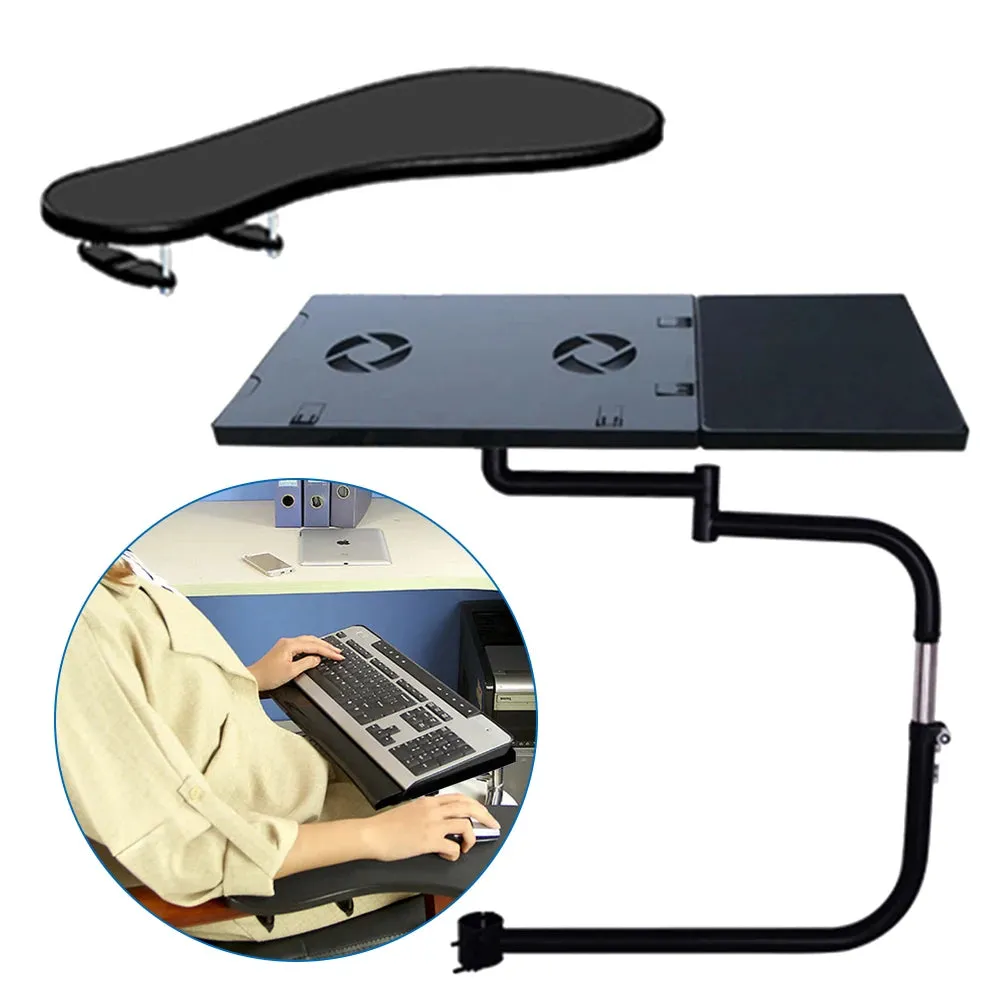 Stainless Steel Clamp Laptop Stand with Keyboard Support and Mouse Table