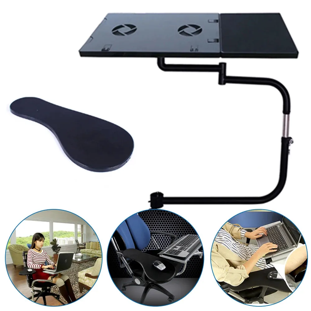 Stainless Steel Clamp Laptop Stand with Keyboard Support and Mouse Table