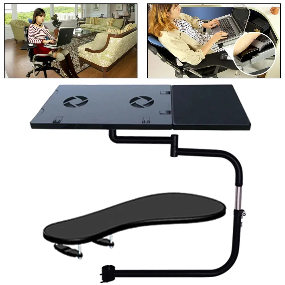 Stainless Steel Clamp Laptop Stand with Keyboard Support and Mouse Table