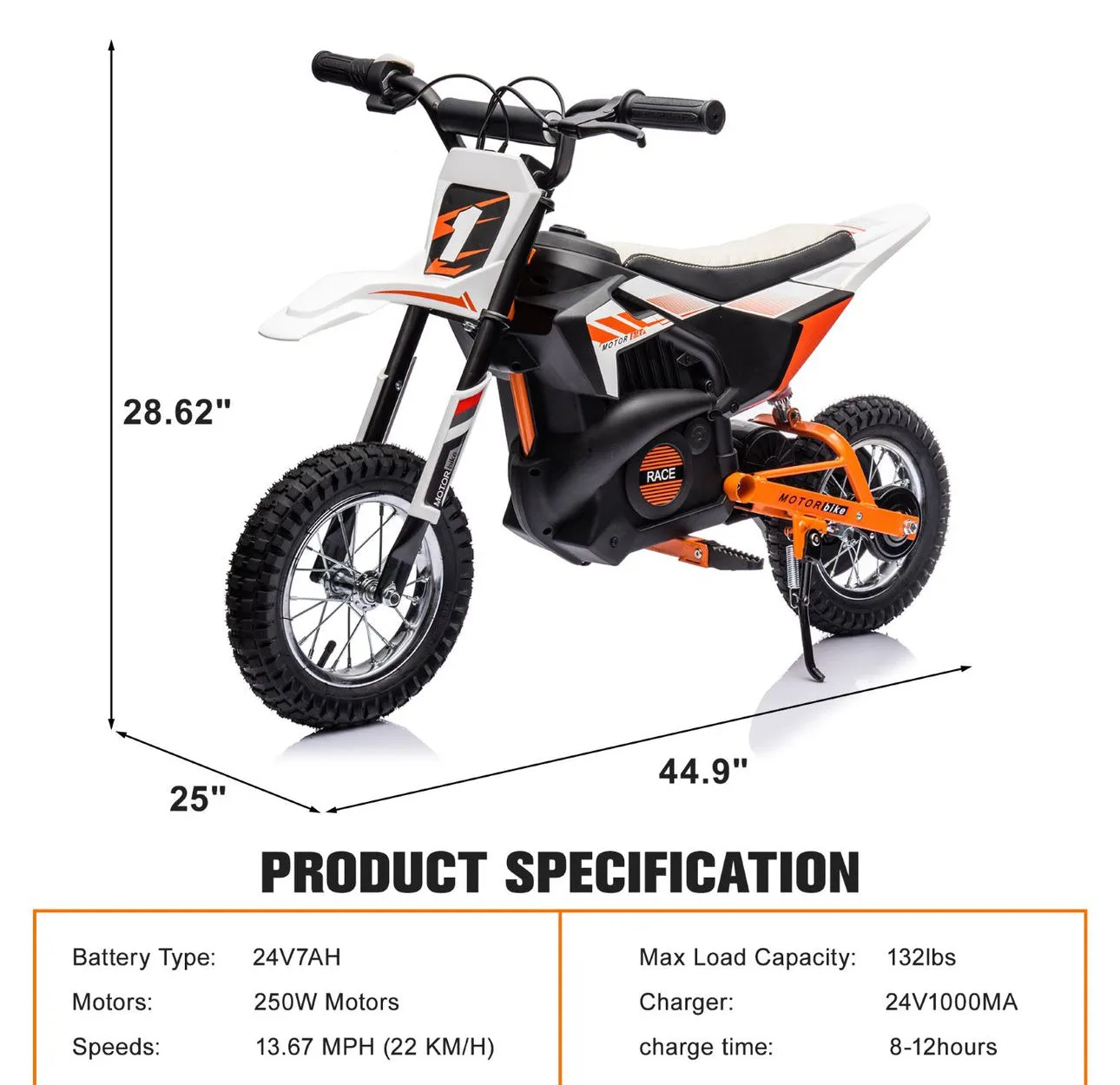 Super Cool 2025 Fast Off Road Electric 24V Kids Dirt Bike 1 Seater Upgraded 250W Motor | Up To 22 KPH | Leather Seat | Rubber Tires