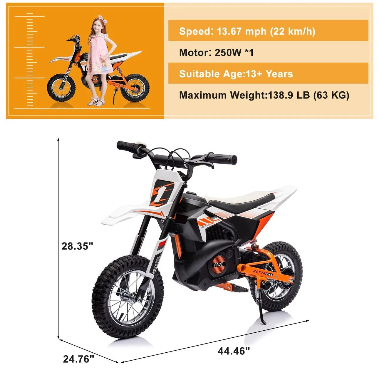 Super Cool 2025 Fast Off Road Electric 24V Kids Dirt Bike 1 Seater Upgraded 250W Motor | Up To 22 KPH | Leather Seat | Rubber Tires