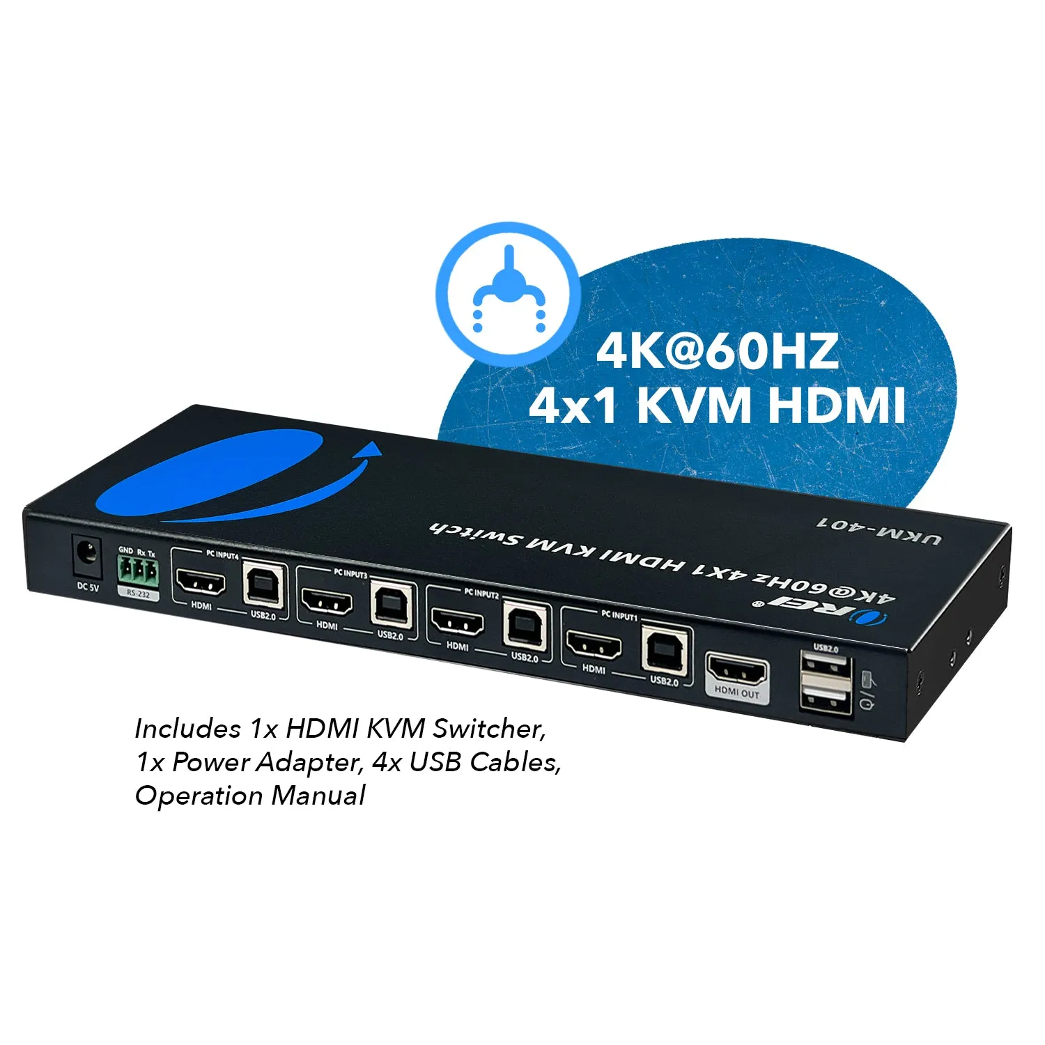 Ultra HD 4K 4x4 HDMI KVM Switch Keyboard & USB Peripheral Control(UKM-401)