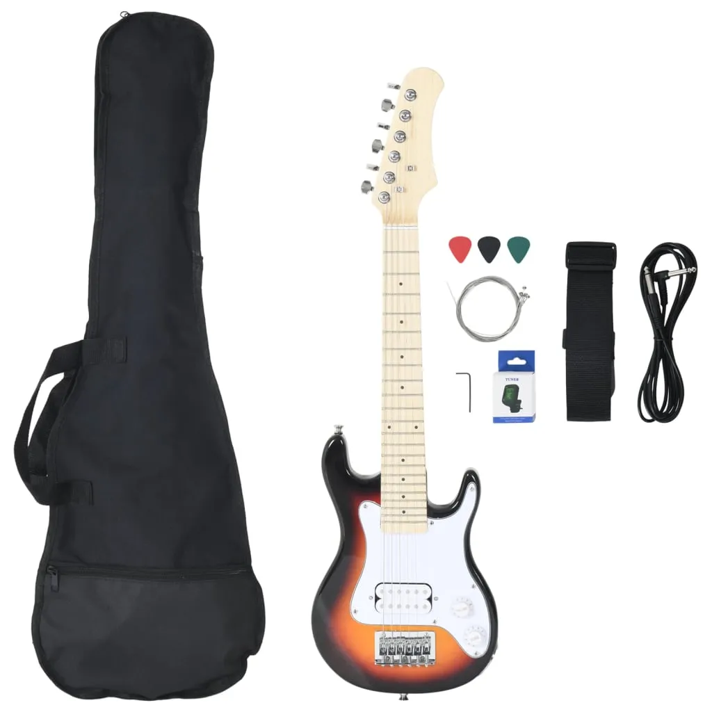 vidaXL Electric Guitar for Kids with Bag Brown and White 3/4 30"