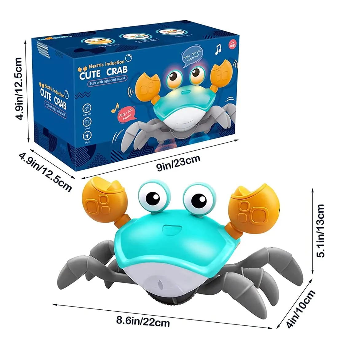 Wembley Crawling Crab Baby Toy for Kids Toddlers Infant Tummy Time Interactive Moving Toys for Babies 12 Months Electric Sensor Musical Dancing Walking Crab Toy Gift for Kids 1 2 3 Year Rechargeable