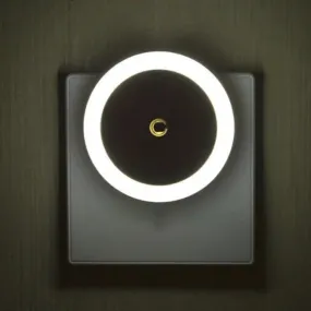 White Round Mini LED Nightlight for Corridor, Simple Plug-in Wall Lighting