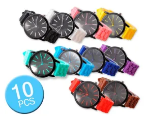 Wholesale Lot of 10 Pcs Geneva  Unisex Silicone Lover Wrist Watches