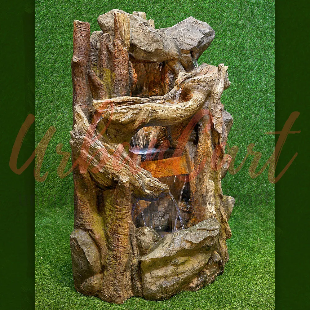 Wooden Log with Water Curtain Waterfall Fountain